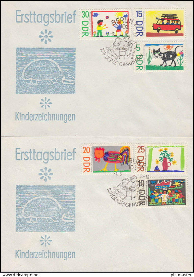 1280-1285 Kinderzeichnungen 1967, Satz Auf 2 Schmuck-FDC ESSt Berlin - Sonstige & Ohne Zuordnung