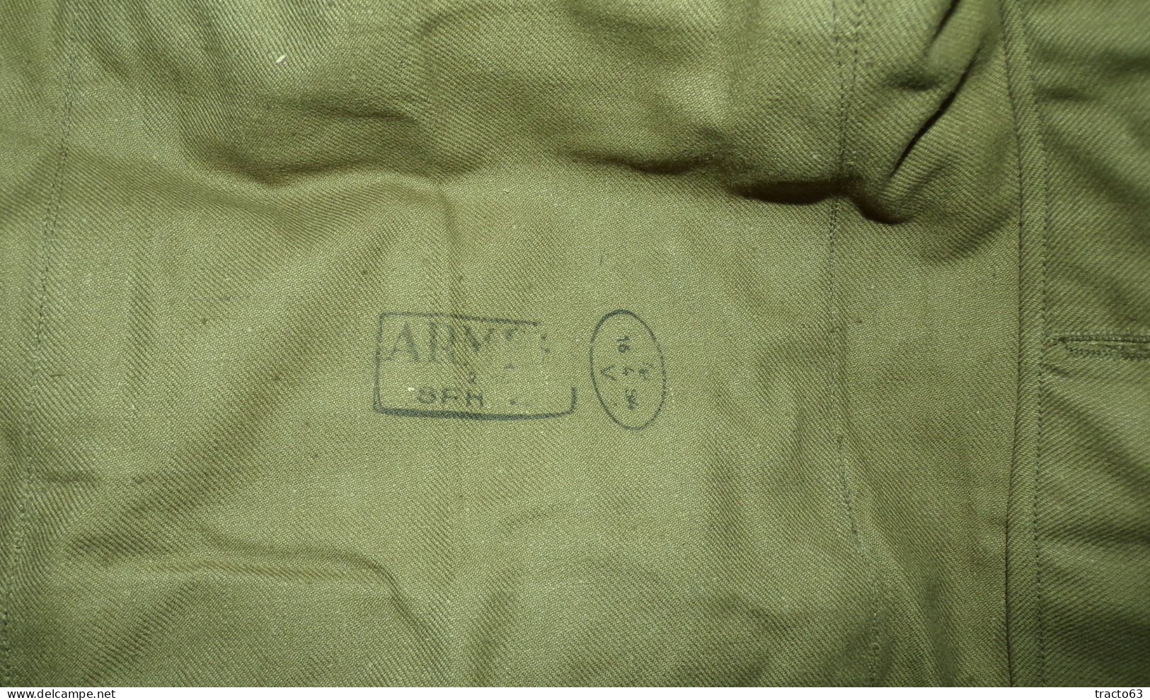 VESTE DE L'ARMEE FRANCAISE AVEC TAMPON 1954 PERIODE GUERRE INDOCHINE , TAILLE 46 MILITAIRE SOIT EN CIVIL  XXL  ,AVEC LAC - Equipement