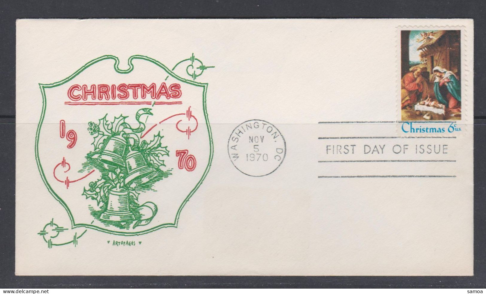 États-Unis FDC 1970 911 Noël Tableau De Lotto La Sainte Famille - 1961-1970