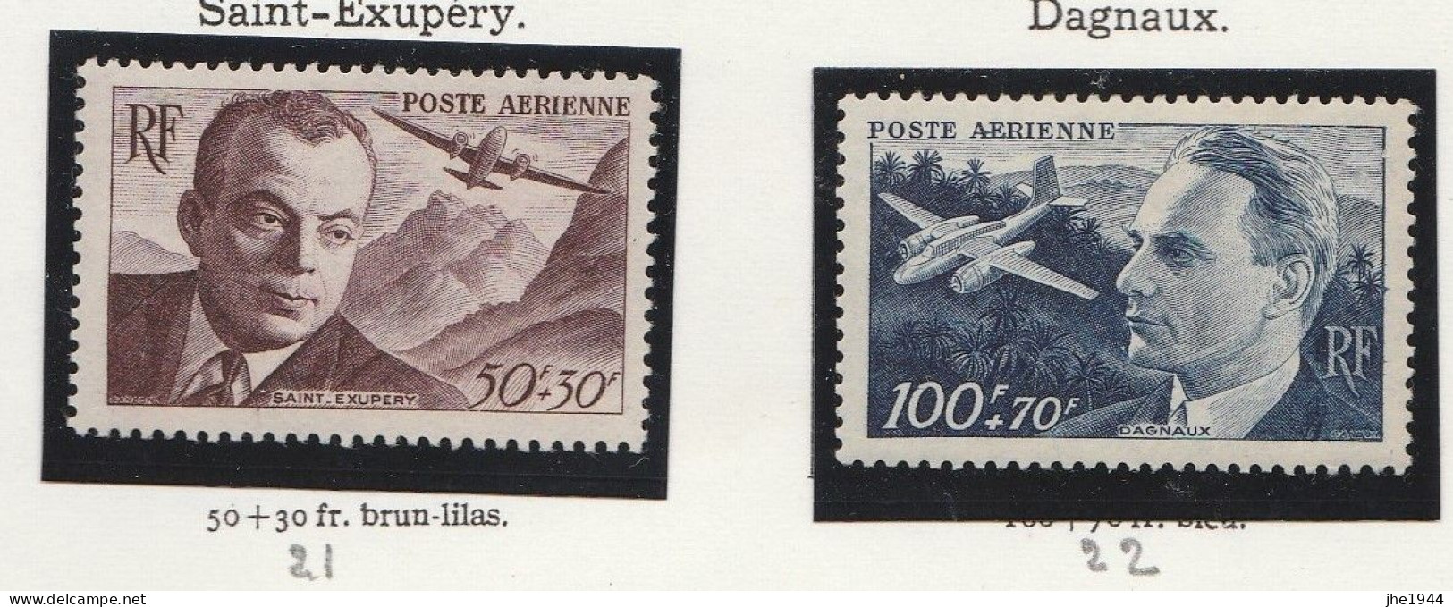 France Poste Aerienne N° 21 à 23 ** Surtaxe Entraide Française - 1927-1959 Neufs