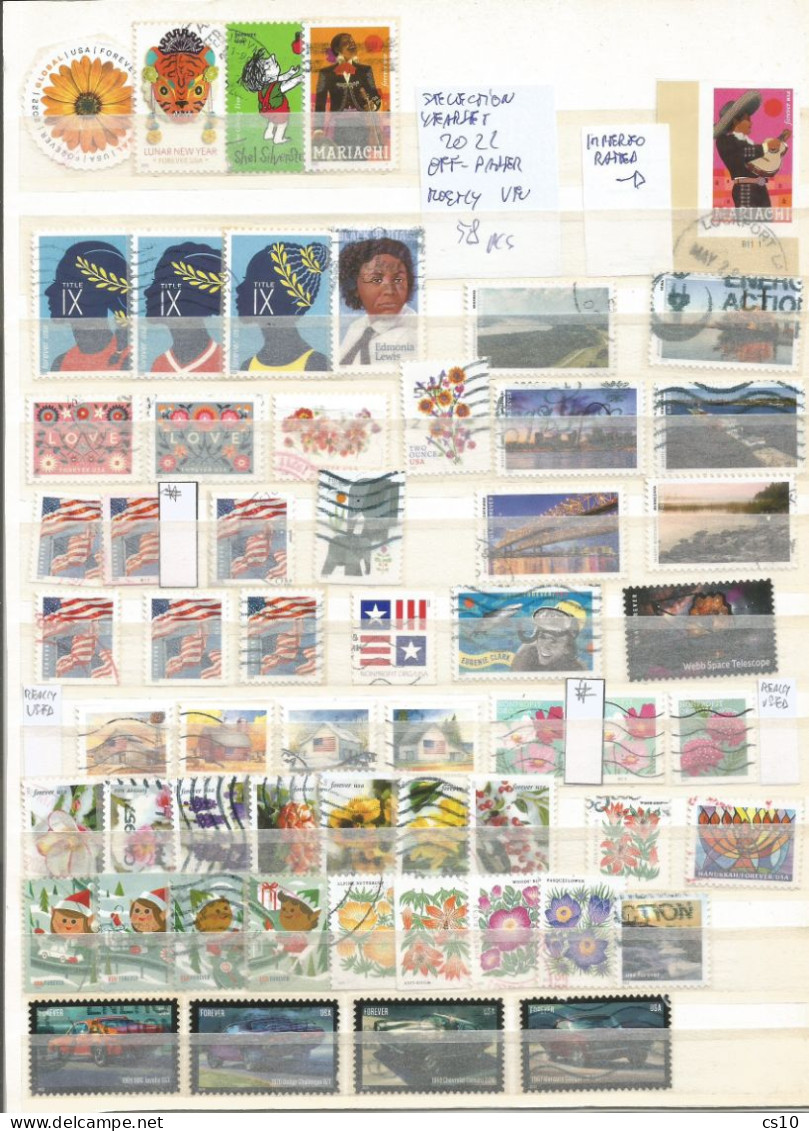 USA Selection 2022 Yearset # 58 Pcs OFF-Paper Mostly VFU Incl. Coil #, Micro USPS, Presorted & NPO REALLY USED - Sammlungen (ohne Album)