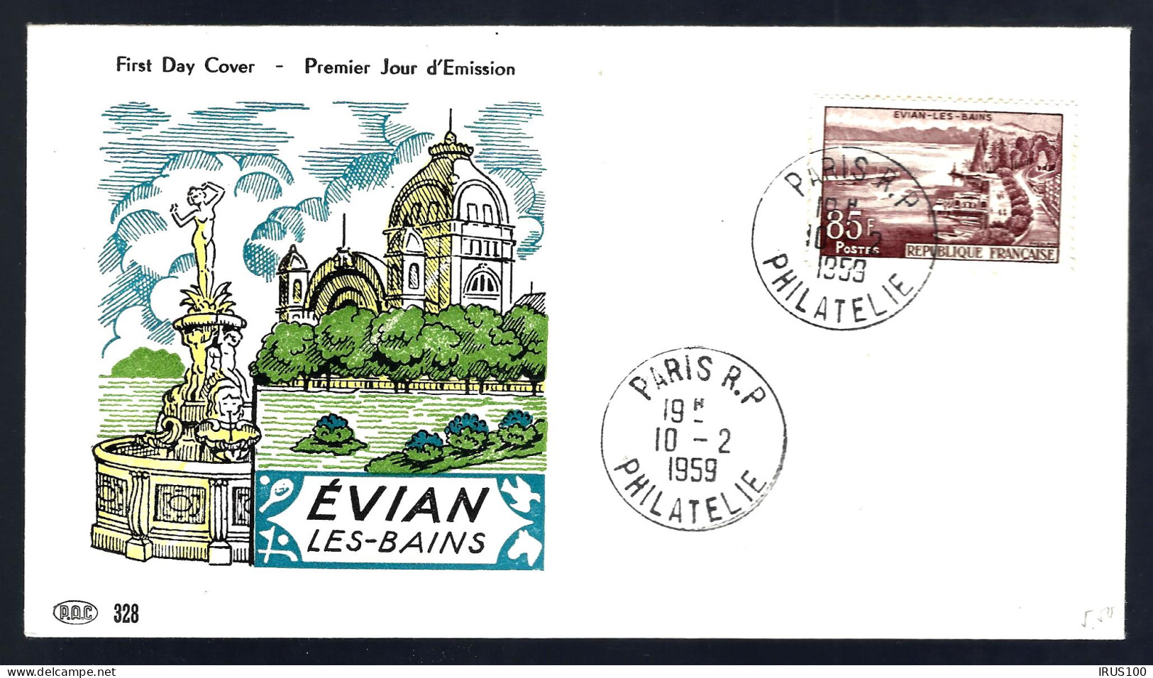 1959 - FDC - 3 ENVELOPPES - GUADELOUPE - ÉLYSÉE - ÉVIAN-LES-BAINS - 1950-1959