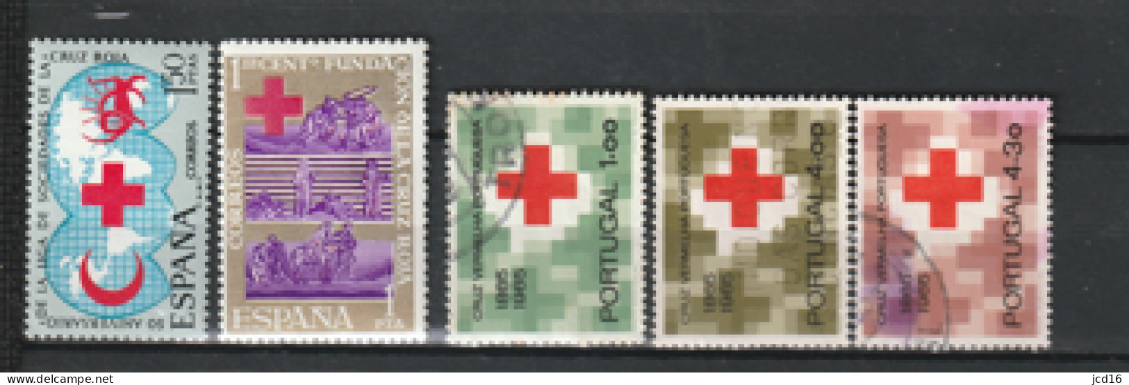 Lot 5 Timbres ESPAGNE & PORTUGAL Croix Rouge Red Cross Y&T N° 1582,1203,958 à 960 Neuf & Oblitéré - Red Cross