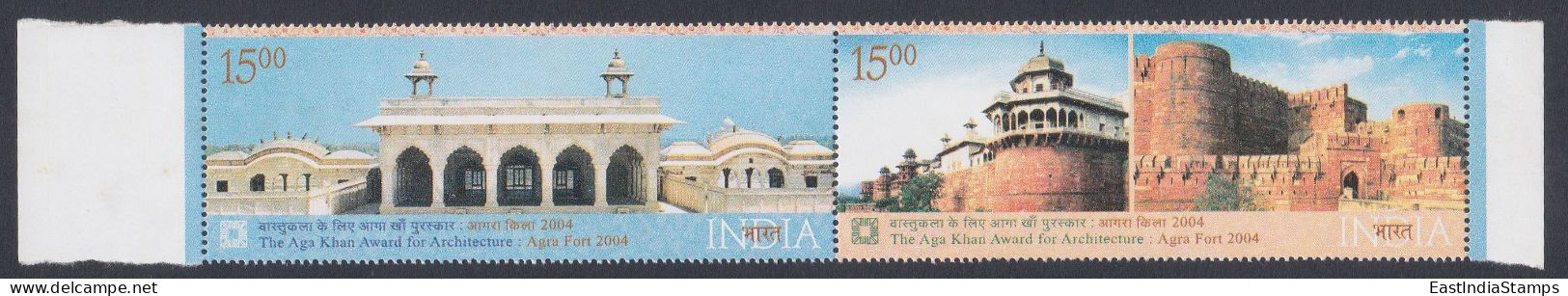 Inde India 2004 MNH Se-tenant, Aga Khan Foundation, Agra Fort, Architecture, Heritage, Archaeological Conservation - Briefe U. Dokumente