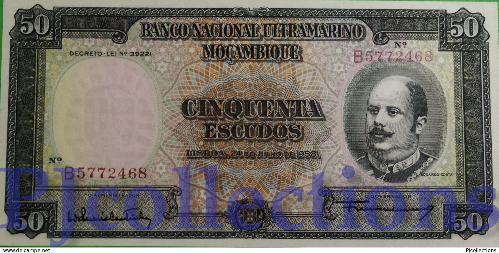 MOZAMBIQUE 50 ESCUDOS 1958 PICK 106a AU/UNC - Moçambique