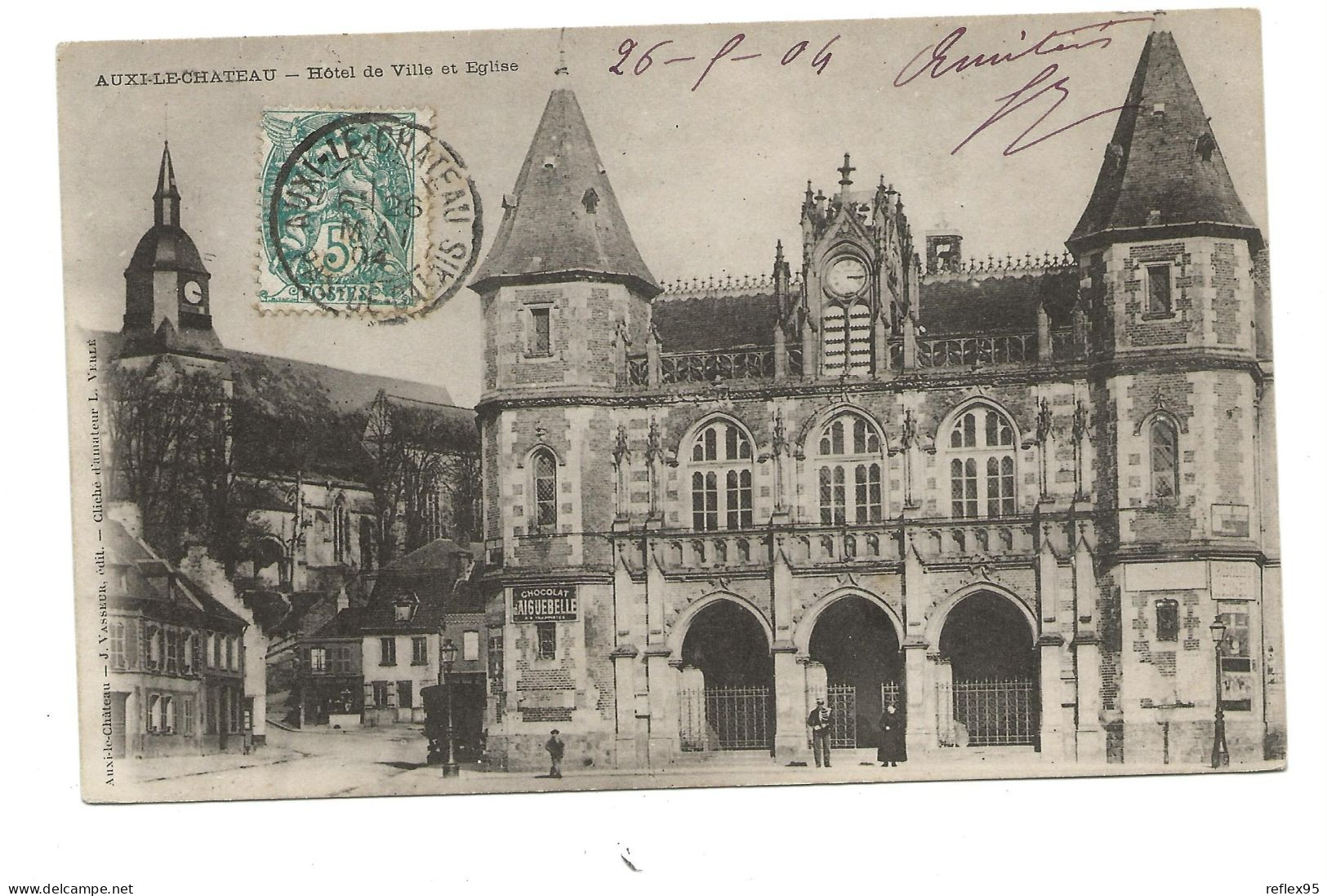 AUXI LE CHATEAU - Hôtel De Ville Et Eglise - Auxi Le Chateau