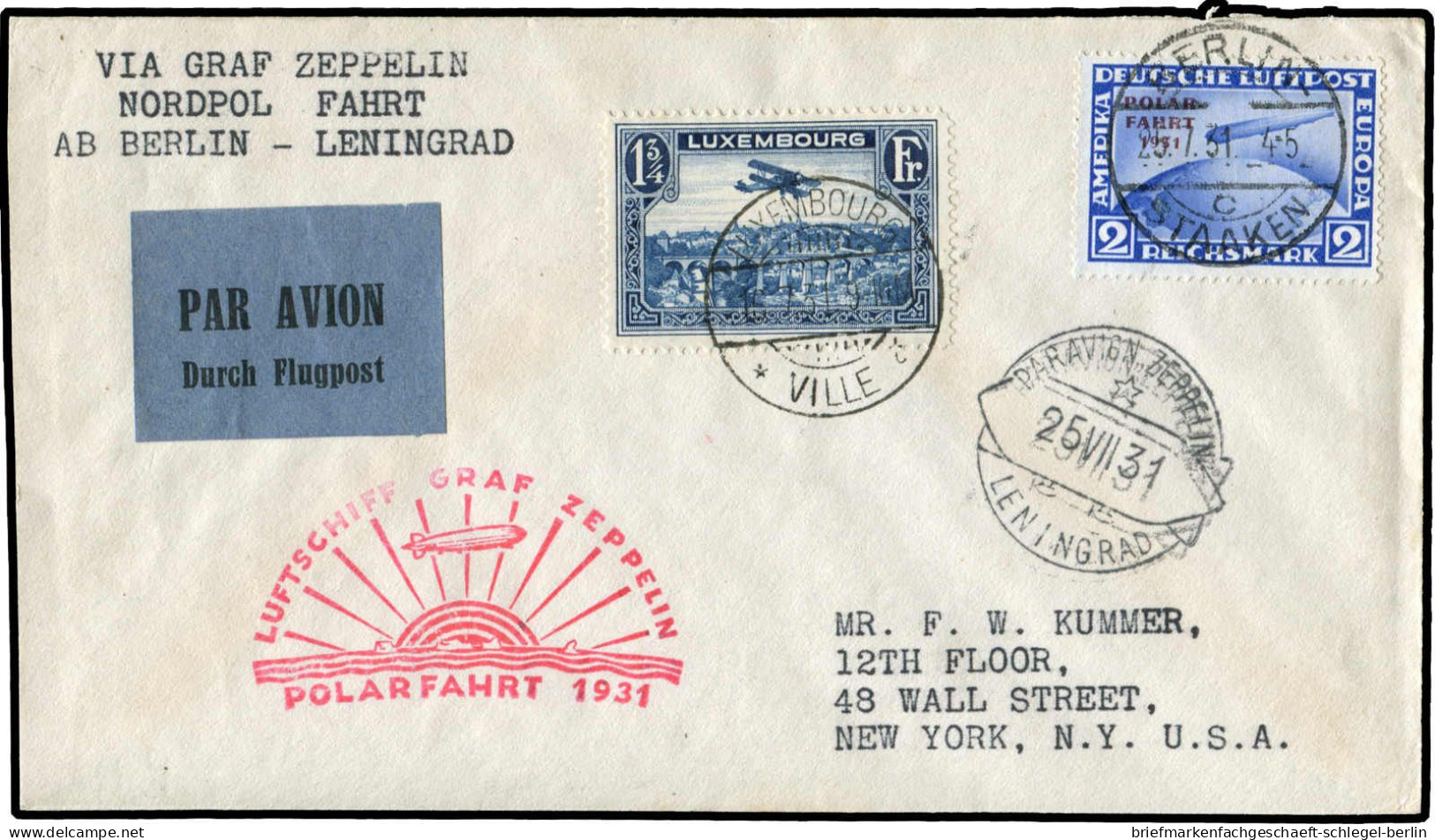 Zeppelin, Zeppelinpost LZ 127, Polarfahrt, 1931, 203 B, Brief - Zeppeline