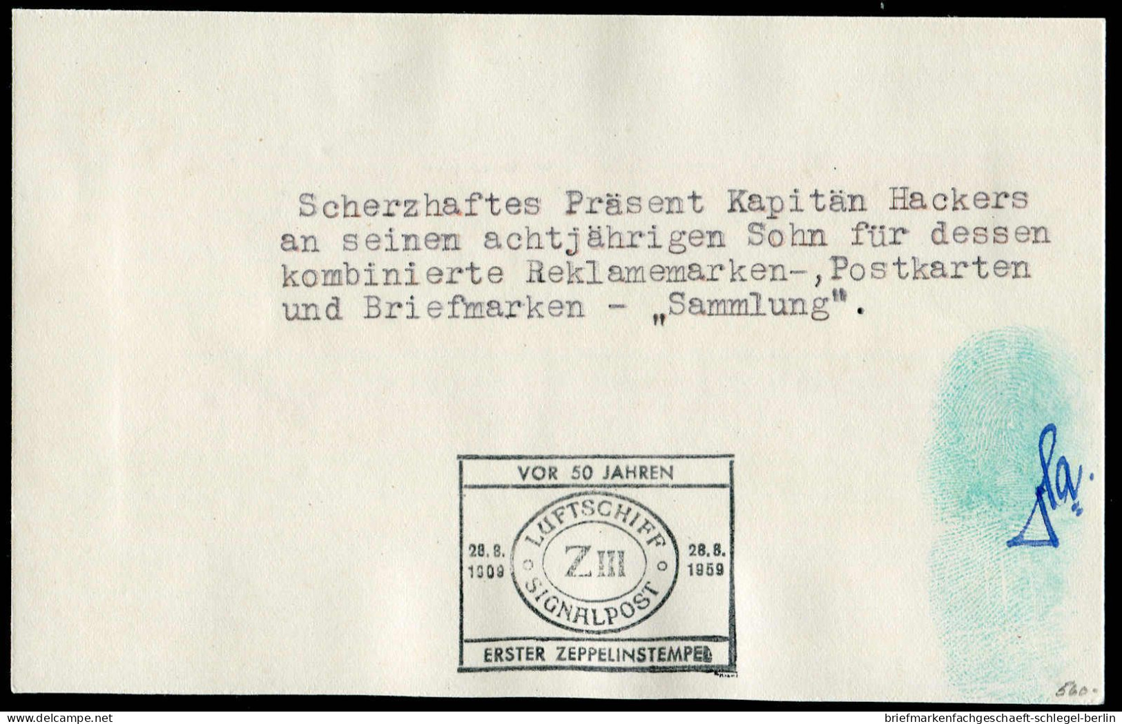 Zeppelin, Zeppelinpost Vor WW-I, 1909, 6 Bf, Brief - Zeppeline