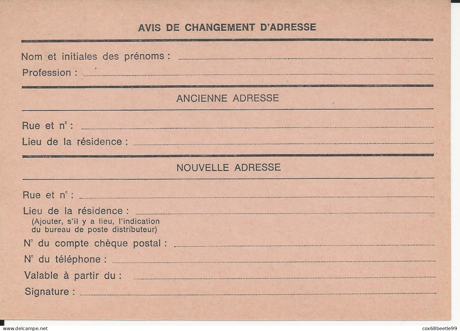 Belgique Belgie Avis Changement D'adresse 1F50 Plus 50cent.Neuf Non Circulé - Adressenänderungen