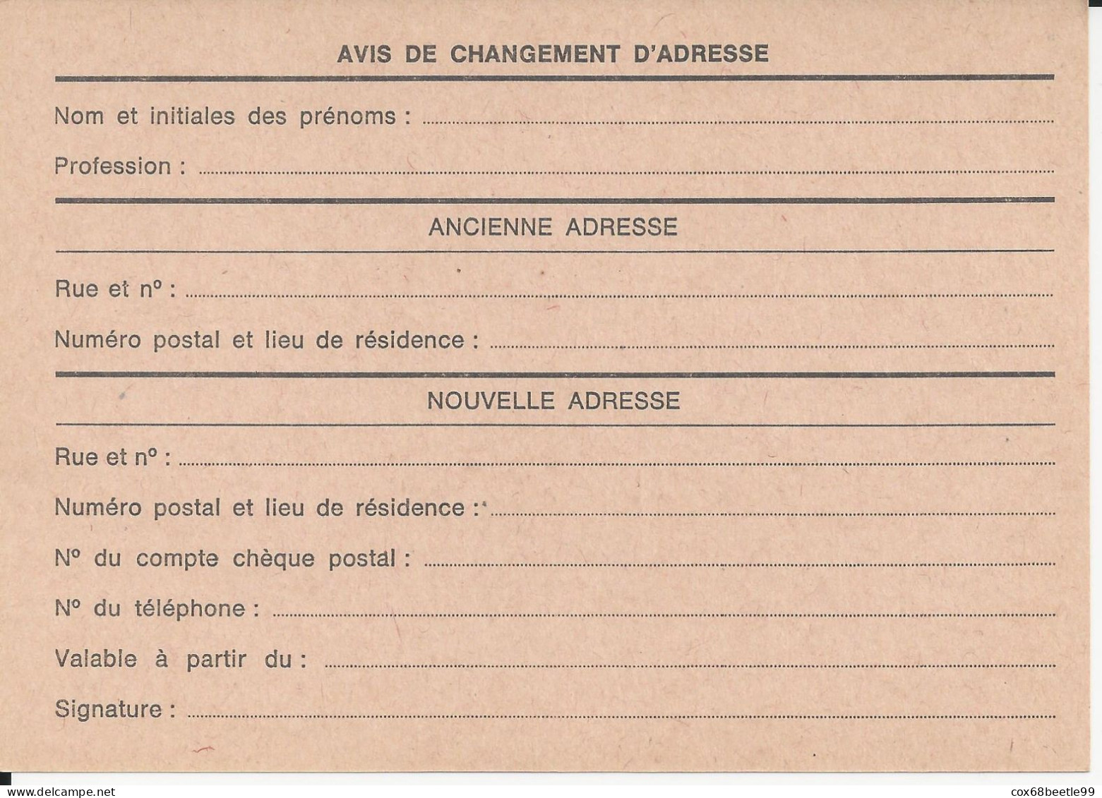 Belgique Belgie Avis Changement D'adresse 4F50 Plus 50 Cent.Neuf Non Circulé - Aviso Cambio De Direccion