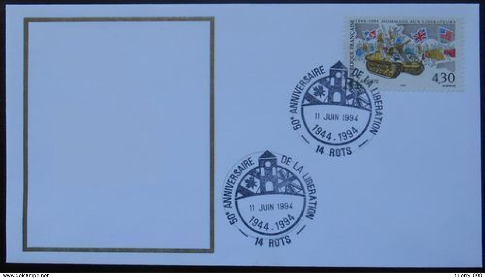 R35 Cachet Temporaire Rots 14 Calvados Anniversaire De La Libération 6 Juin 1994 - Commemorative Postmarks