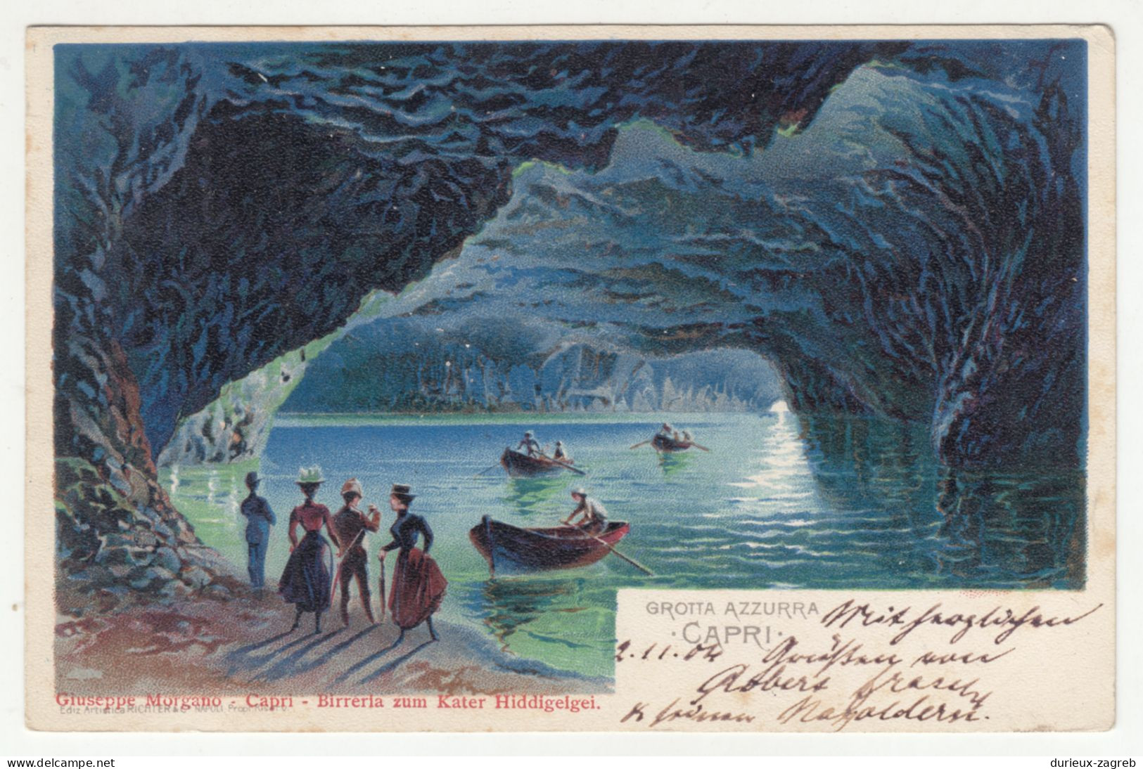 Grotta Azzura Capri Old Postcard Posted 1904 B240503 - Sonstige & Ohne Zuordnung