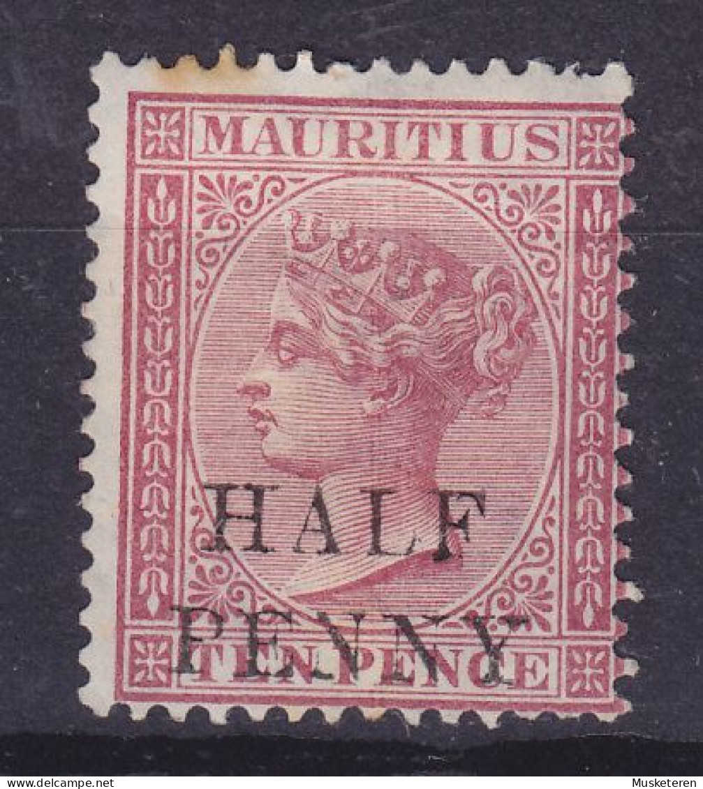 Mauritius 1876 Mi. 39, HALF PENNY/10p. Queen Victoria Overprinted Aufdruck ERROR Variety 'Missing Print In 'P & N', MH* - Mauricio (...-1967)