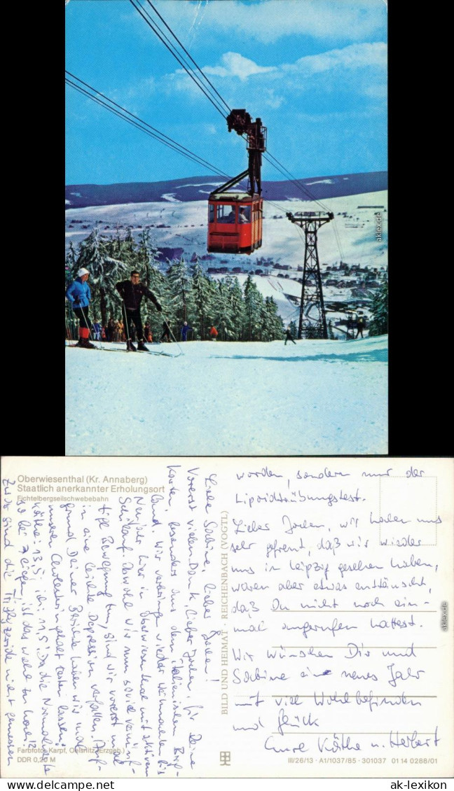 Ansichtskarte Oberwiesenthal Fichtelberg-Schwebebahn / Seilbahn 1979 - Oberwiesenthal