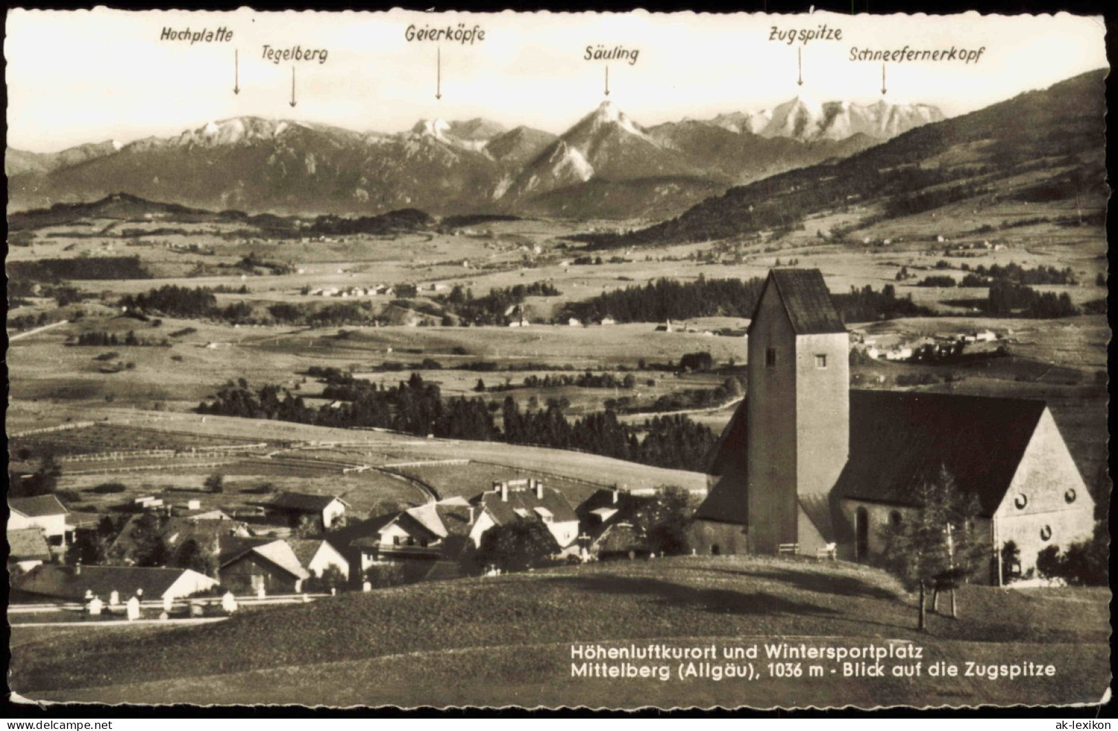 Ansichtskarte Mittelberg-Oy-Mittelberg Allgäu Blick Auf Die Zugspitze 1964 - Mittelberg