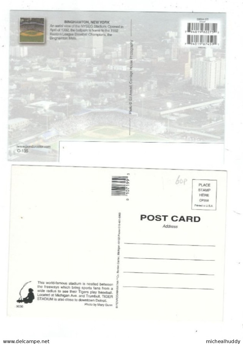 2 POSTCARDS WORLD STADIUMS   U.S.A    NEW YORK/ DETRIOT - Stades