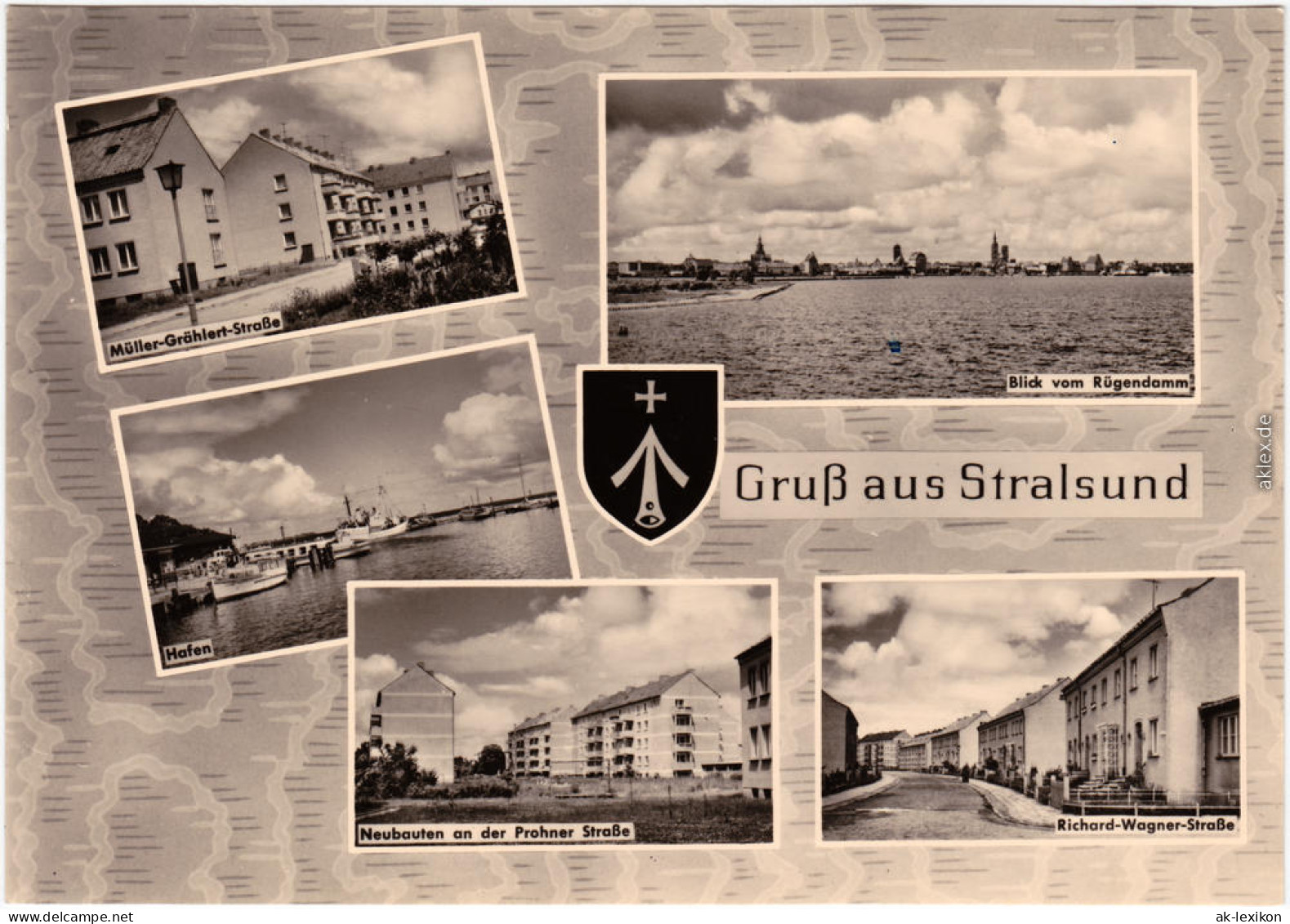 Stralsund Müller-Grählert-&#47;Prohner-&#47;Richard-Wagner-Straße, Neubauten, Hafen 1964 - Stralsund