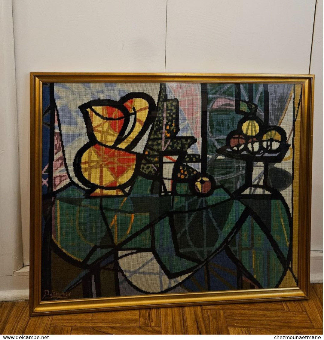 D'après PICASSO Tapisserie Canevas Nature Morte à La Cruche - Cadre 84 Par 70 Cm - Tapis & Tapisserie