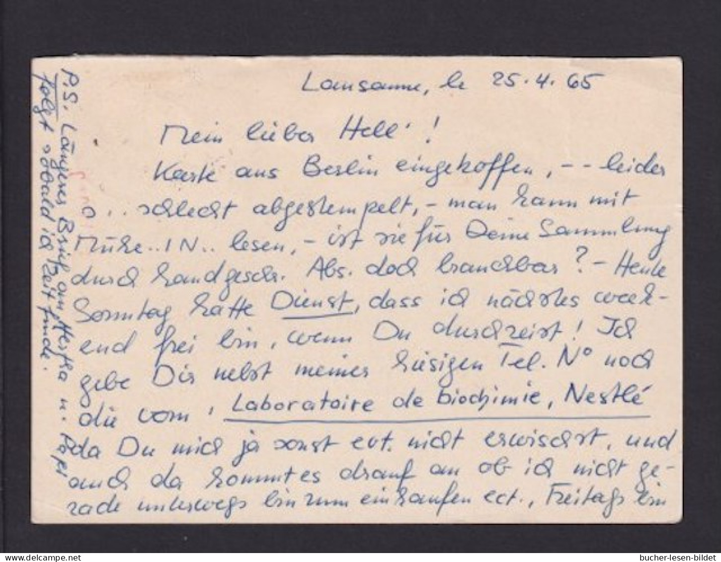 1965 20 Pf. Antwort-Ganzsache (P 61A) Mit Schweizer Zufrankatur Ab Lausanne Gebraucht - Postkarten - Gebraucht