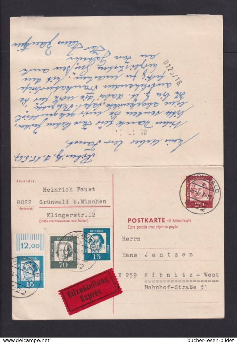 1967 - 20 Pf. Doppel-Ganzsache (P 61) Per Eilboten Nach Der DDR - Antwortteil Zurück Gebraucht - Postales - Usados