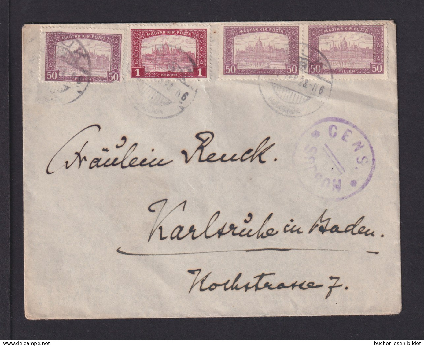 1922 - Brief Ab Buk Nach Karlsruhe - Zensurstempel SODRON - Briefe U. Dokumente