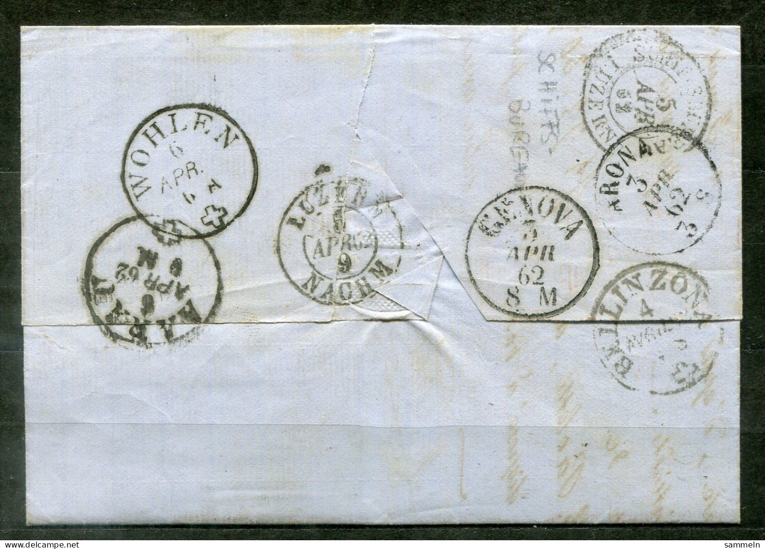 ITALIEN - Schiffspost, Navire, Paquebot, Ship Letter, Stempel SCHIFFSBUREAU 5 APR LUZERN Auf Brief Ab Livorno - Marcophilie