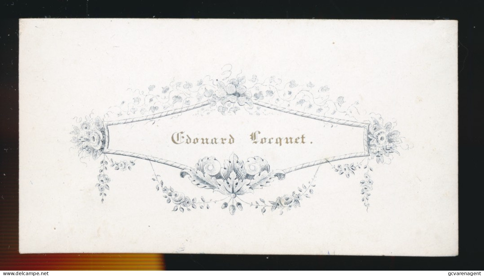 CARTE DE VISTE  85X45 MM.   EDOUARD COCQUET.  .  ZIE AFBEELDINGEN - Porcelaine