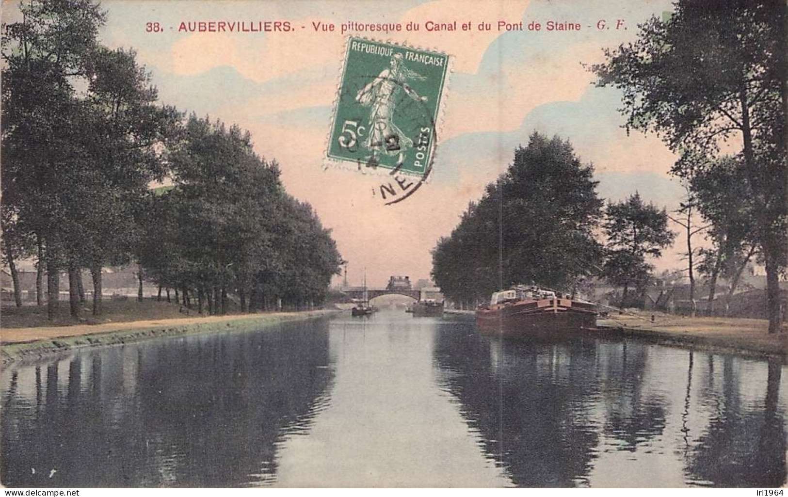 AUBERVILLIERS VUE PITTORESQUE DU CANAL ET DU PONT DE STAINE 1914 - Aubervilliers