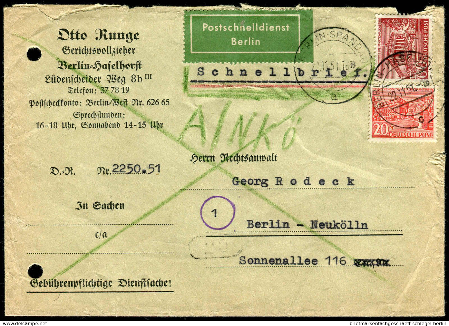 Berlin, 1951, 49, 54, Brief - Autres & Non Classés