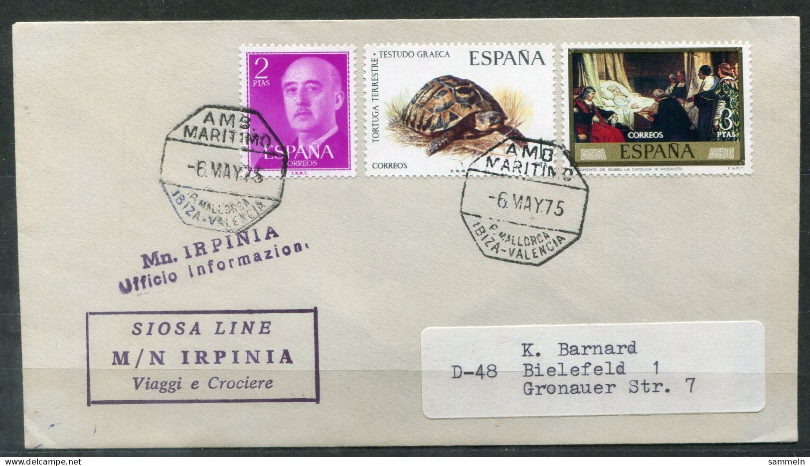 SPANIEN - Schiffspost, Navire, Paquebot, Ship Letter, Stempel AMB MARITIMO P.MALLORCA - IBIZA - VALENICA + Cachets - Lettres & Documents