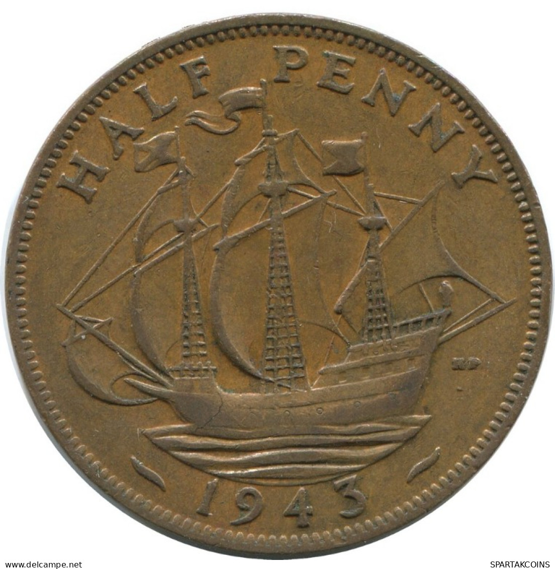 HALF PENNY 1943 UK GROßBRITANNIEN GREAT BRITAIN Münze #AG818.1.D.A - C. 1/2 Penny