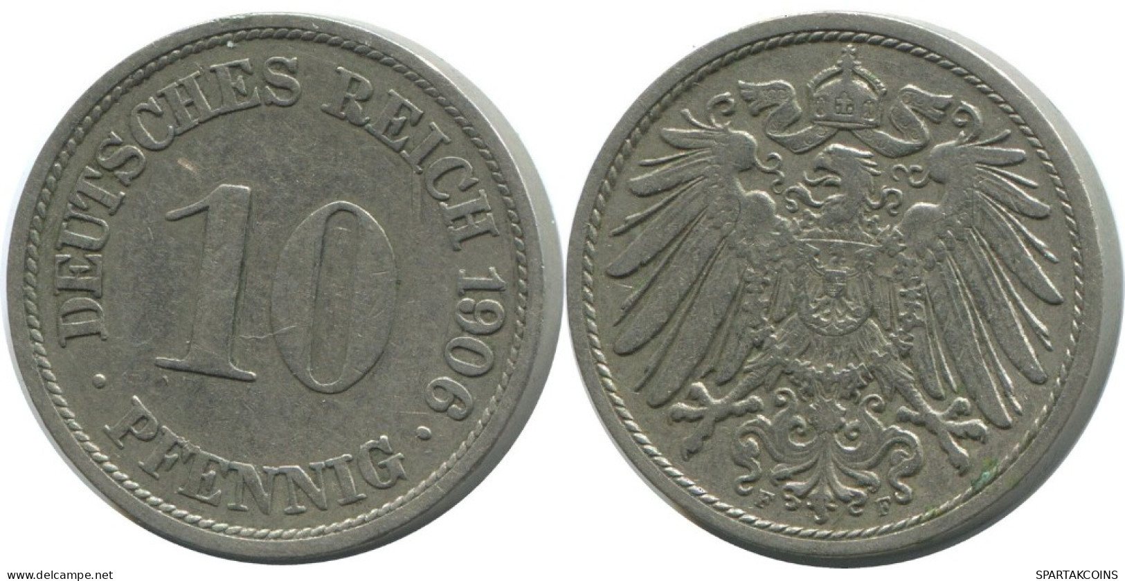 10 PFENNIG 1906 F GERMANY Coin #AE506.U.A - 10 Pfennig