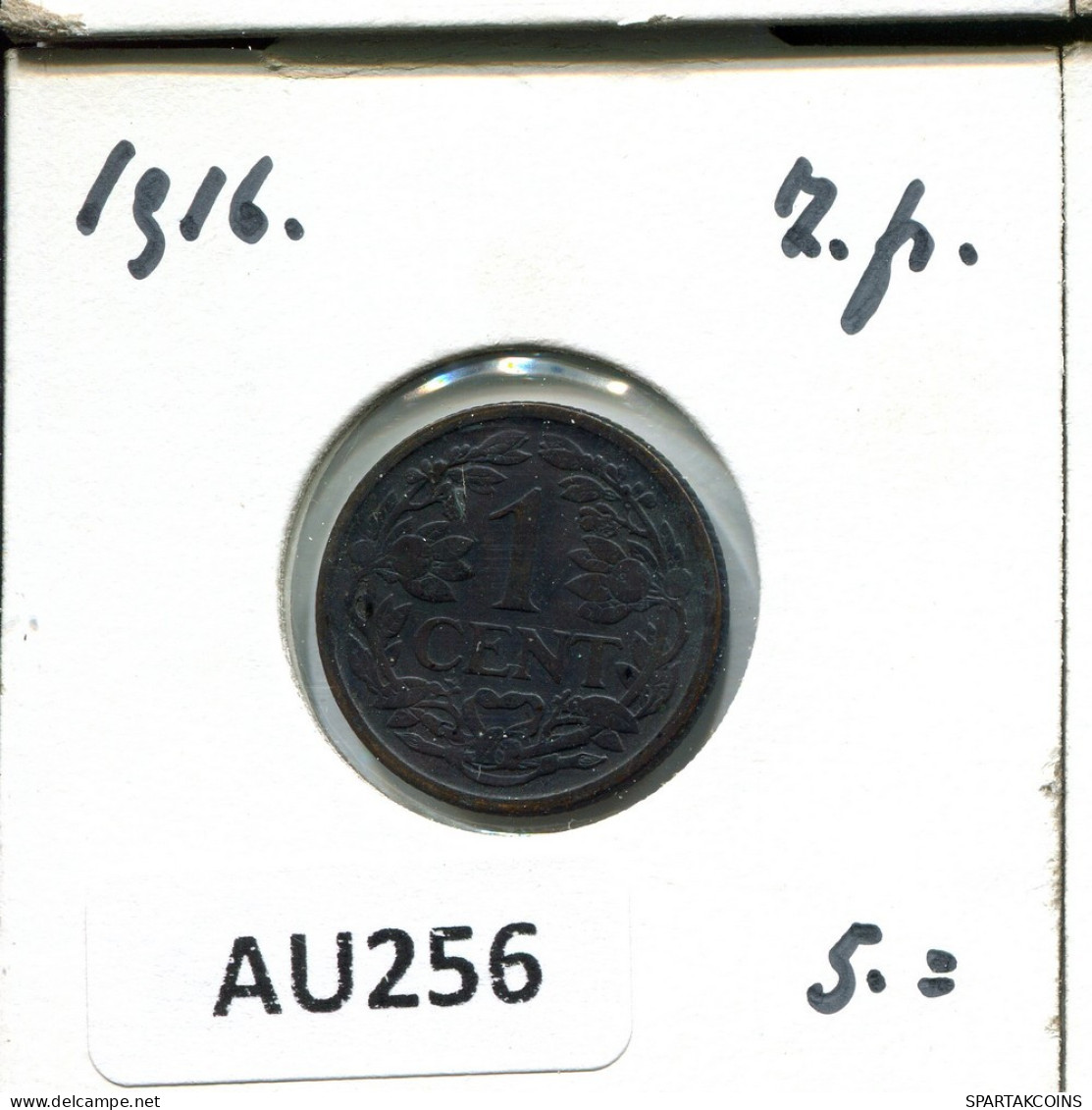 1 CENT 1916 NETHERLANDS Coin #AU256.U.A - 1 Cent