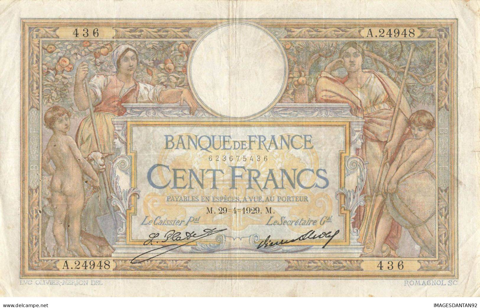 100 Francs LUC OLIVIER MERSON 1929 - 100 F 1908-1939 ''Luc Olivier Merson''