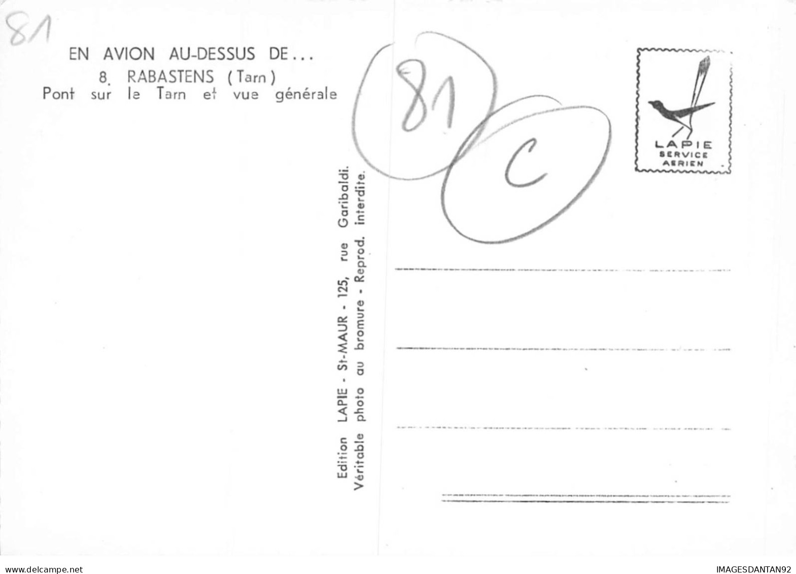 81 RABASTENS AJ#MK755 PONT SUR LE TARN ET VUE GENERALE AERIENNE NUM 8 - Rabastens