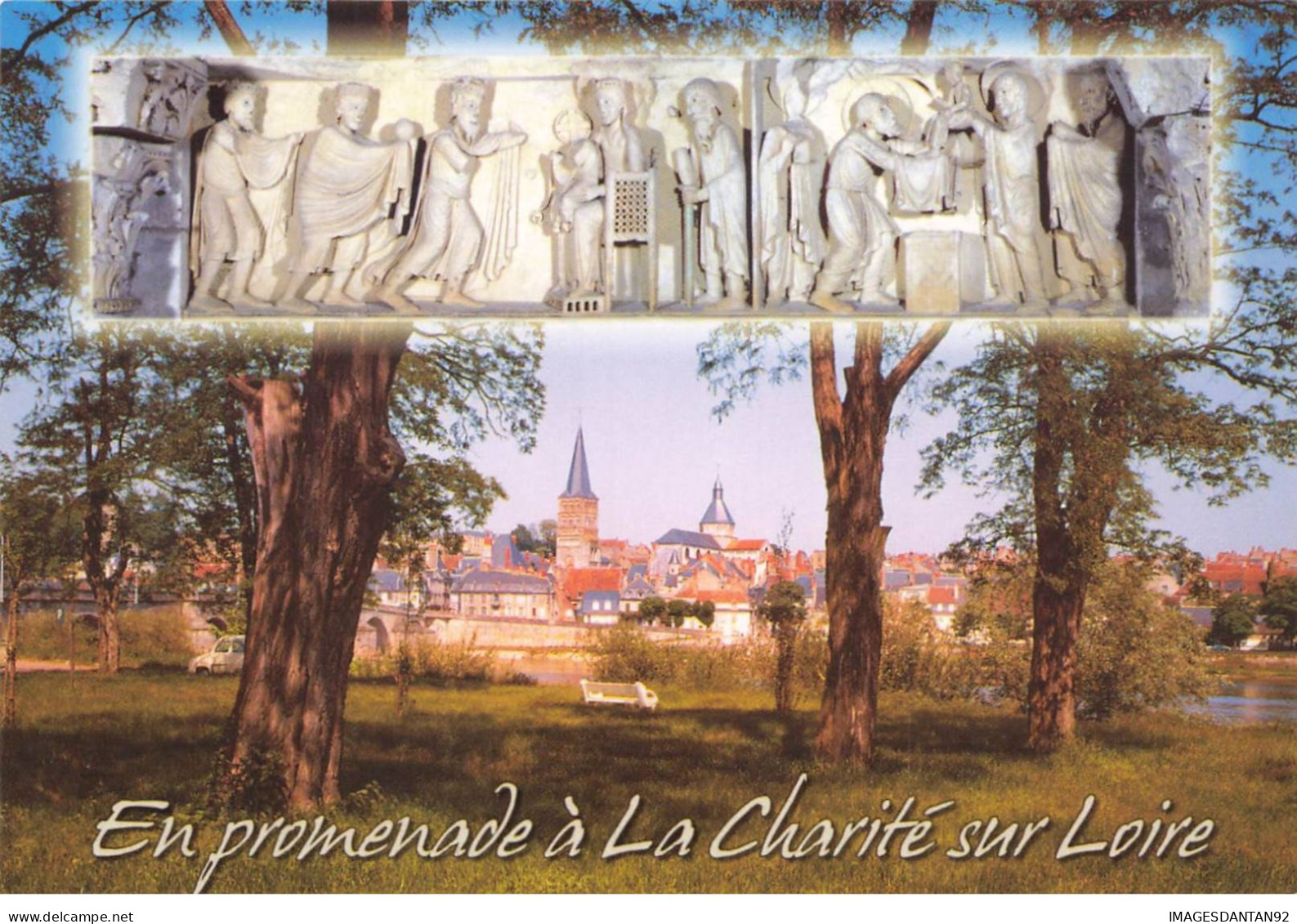 58 LA CHARITE SUR LOIRE AM#DC775 EN PROMENADE VUE SUR LA VILLE (1) PERSONNAGES SCULPTES - La Charité Sur Loire