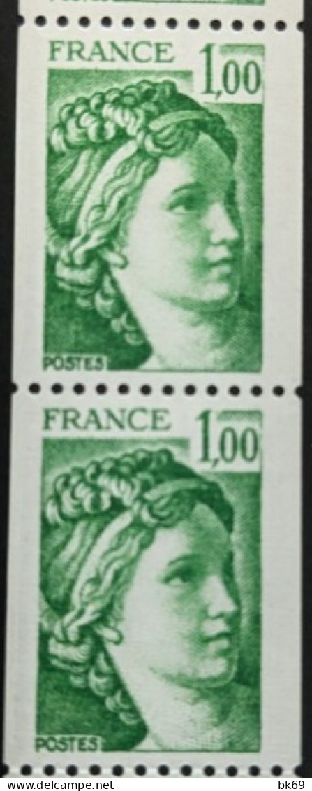 Variété 71** Sabine 1F Vert Avec 1 Bande 1/2 De Phosphore 1981Ac Roulette De 11 Timbres Avec N° Rouge - Coil Stamps