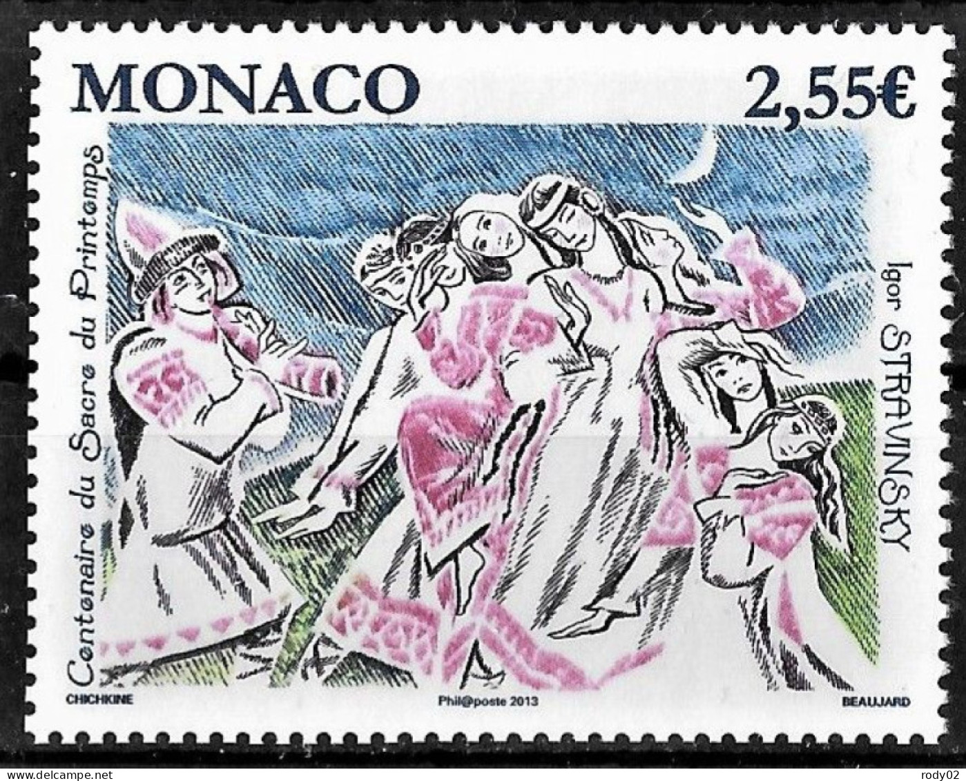 MONACO - ANNEE 2013 - MUSIQUE - BALLET - IGOR STRAVINSKY - N° 2878 - NEUF** MNH - Unused Stamps