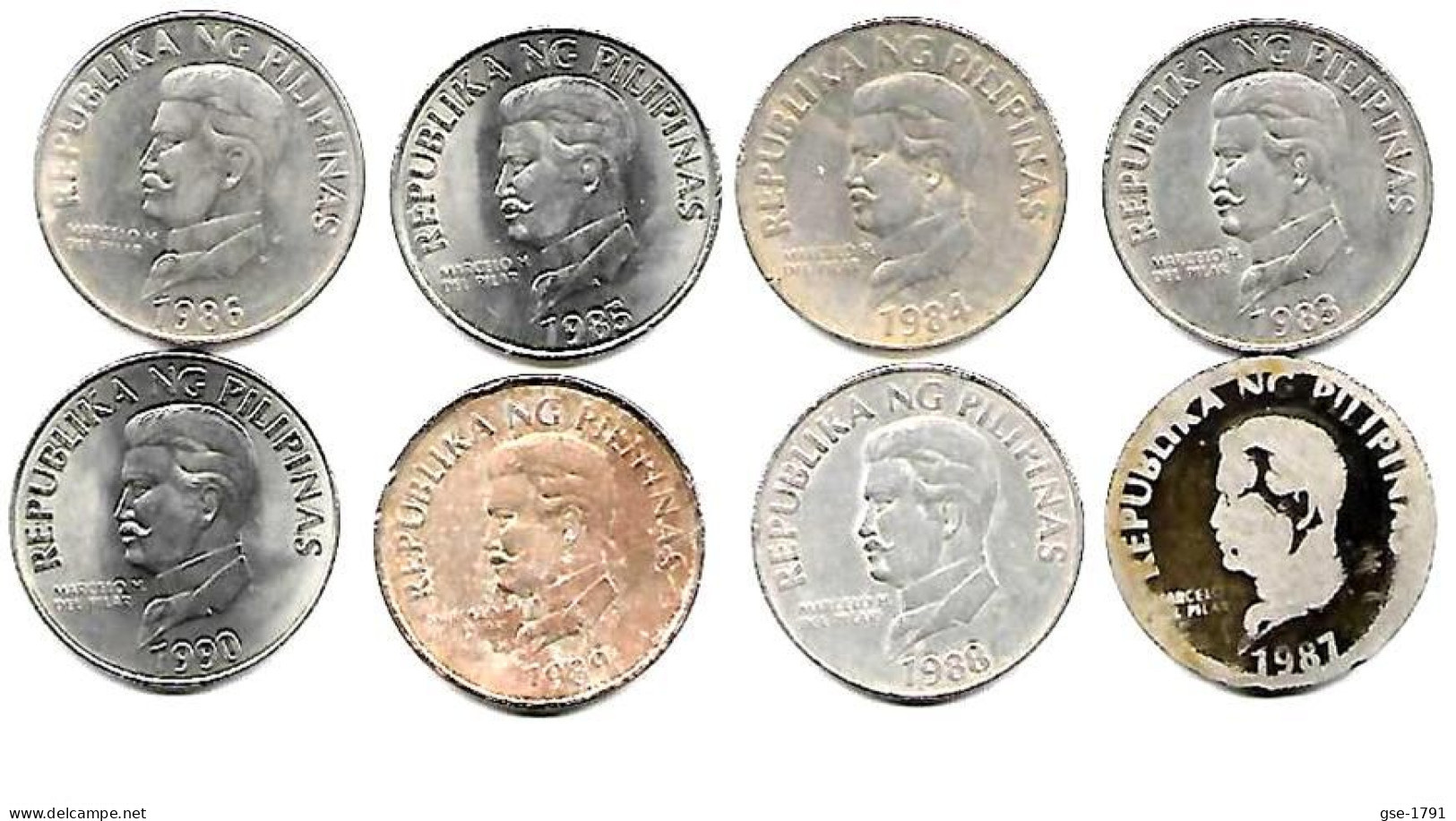 PHILIPPINES  Réforme Coinage, 50 Sentimos  Aigle,Del Pilar,  KM 242.1 ,série Copmlète De 8 Monnaies - Philippinen