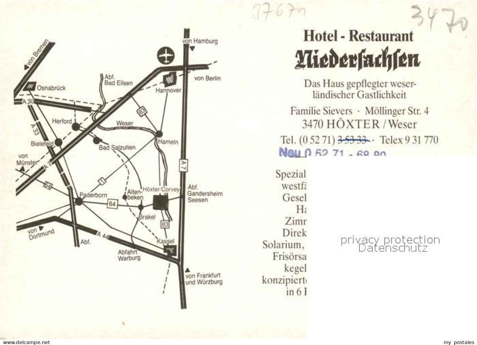 73569300 H?xter Weser Hotel-Restaurant Niedersachsen  