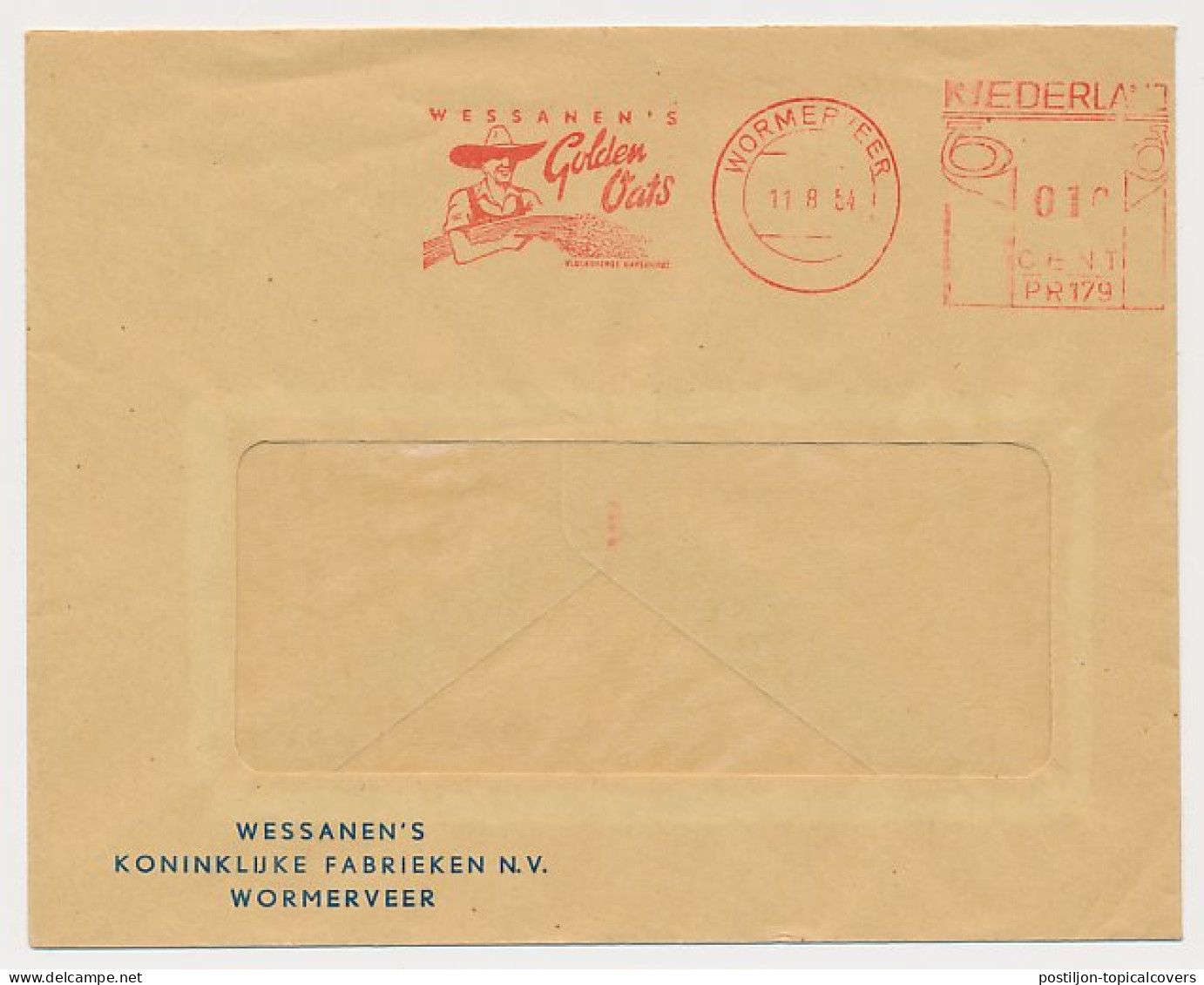 Meter Cover Netherlands 1954 Goladen Oats - Oatmeal - Landwirtschaft