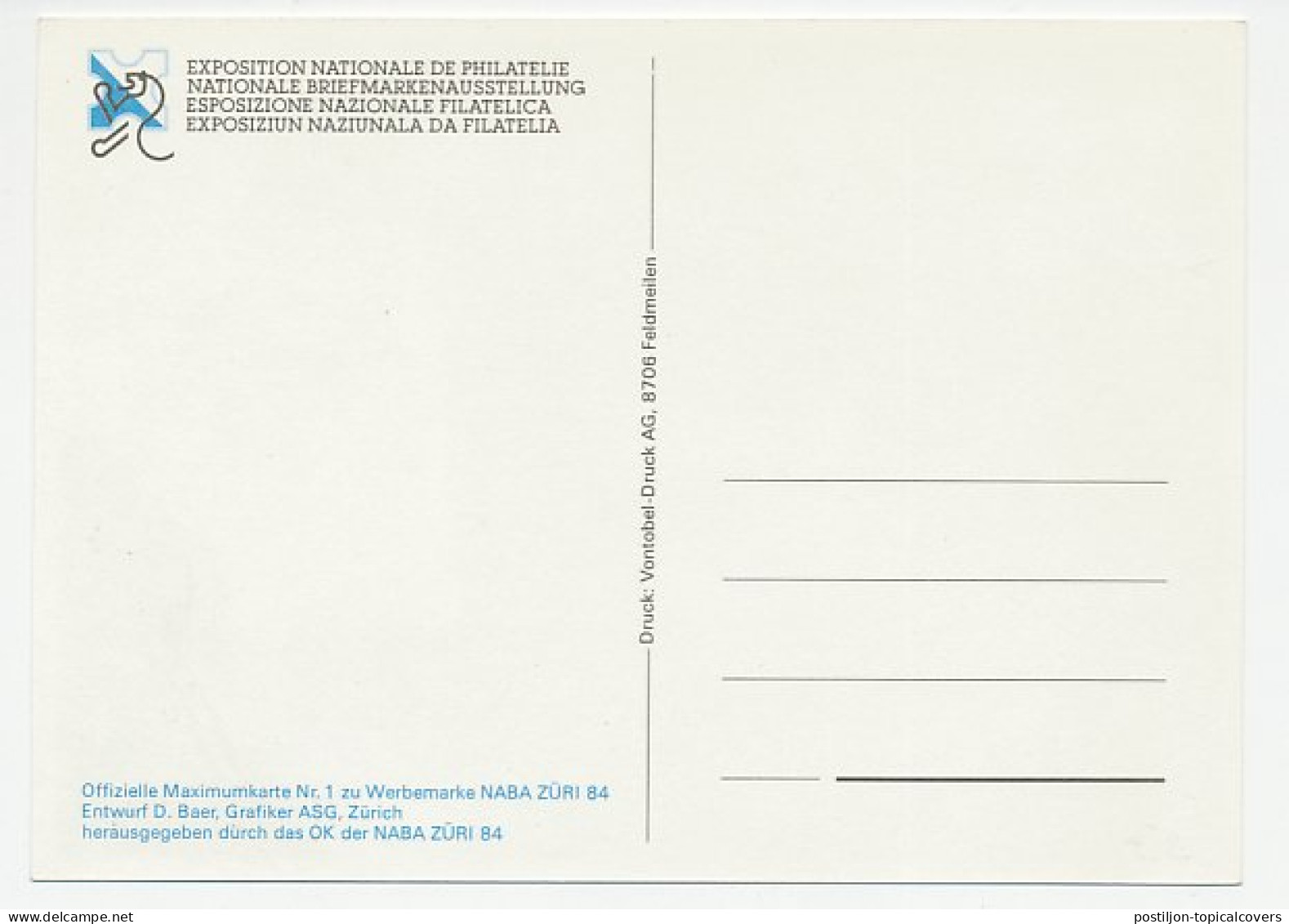 Maximum Card Switzerland 1984 Philatelic Exhibition - Old Cover - Autres & Non Classés