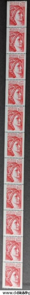 78** Sabine 1.60F N°2158 Roulette De 11 Timbres Avec 2 N° Rouge - Rollen