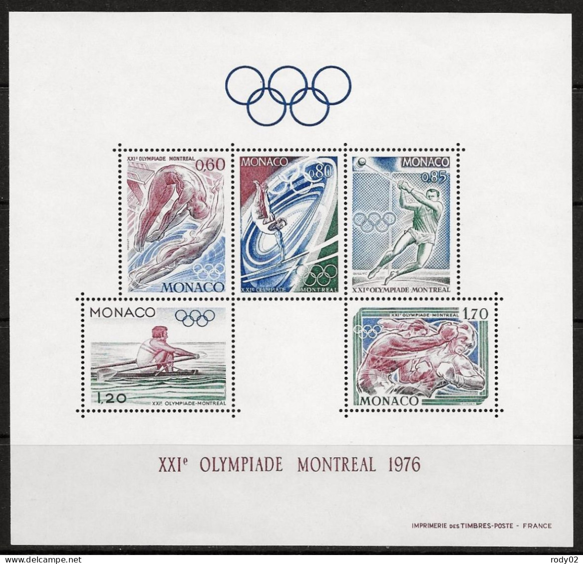 MONACO - JEUX OLYMPIQUES DE MONTREAL EN 1976 - BF 11 - NEUF** MNH - Blocchi