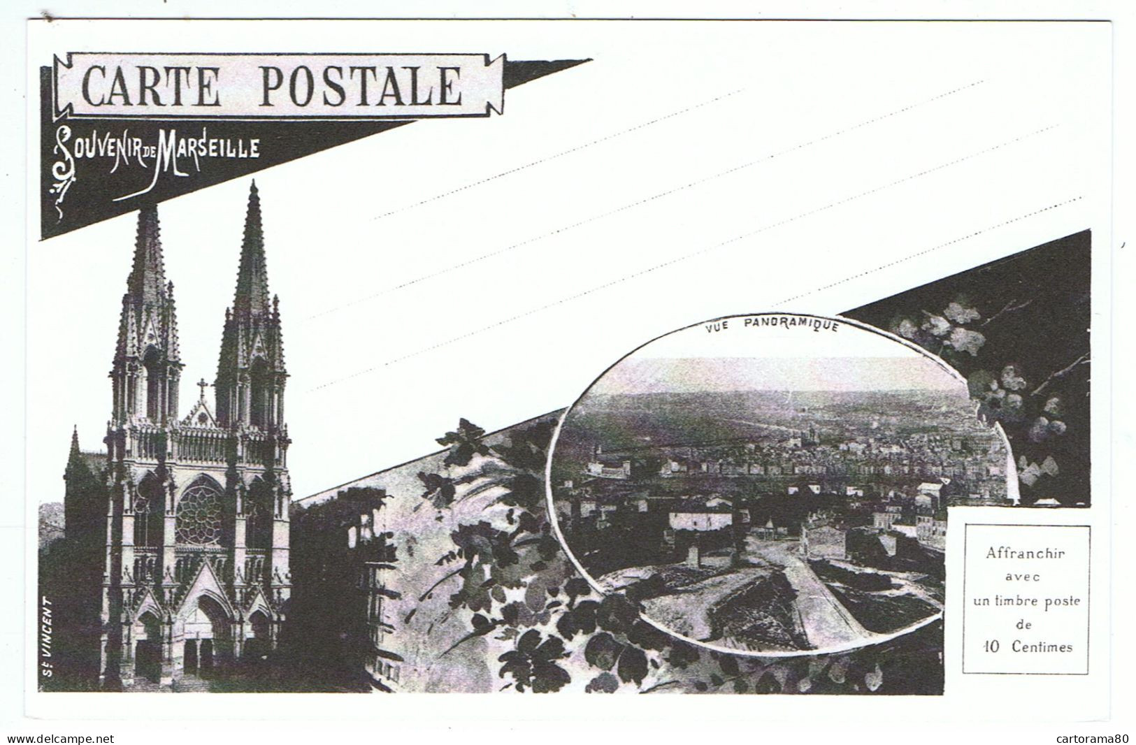 Marseille / Carte Illustrée Dite " Carte Piazza " / REPRODUCTION ! / Entier Postal - PAP: Sonstige (1995-...)