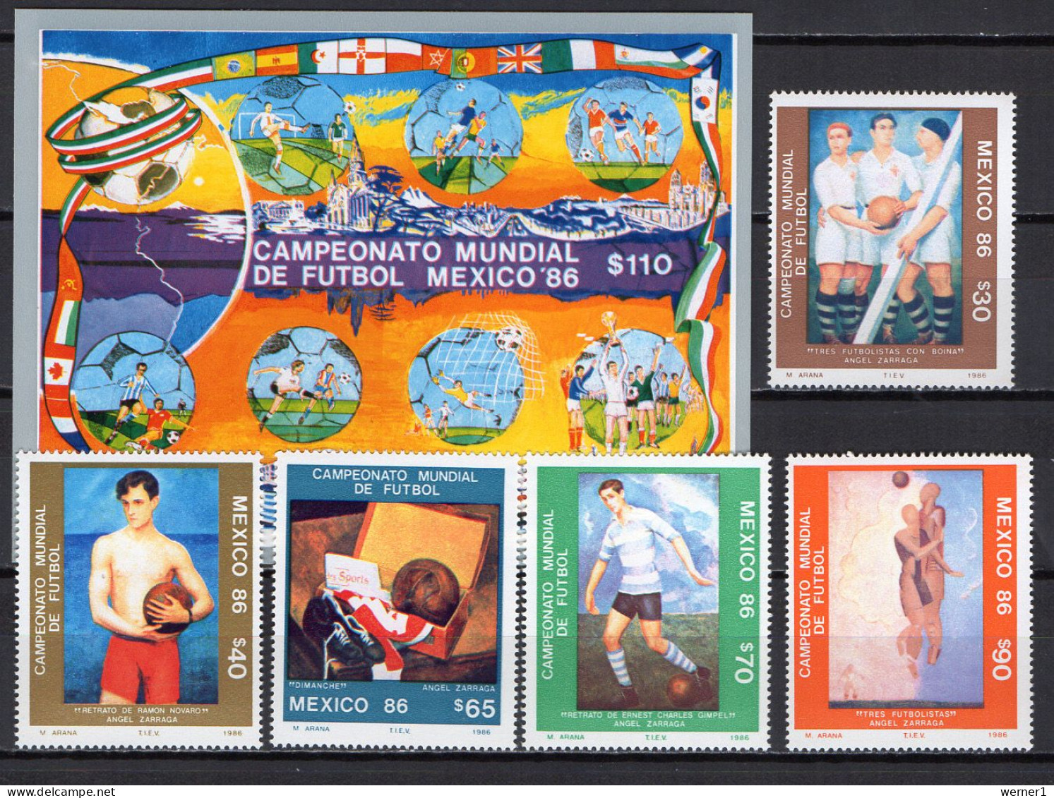 Mexico 1986 Football Soccer World Cup Set Of 5 + S/s MNH - 1986 – Mexico