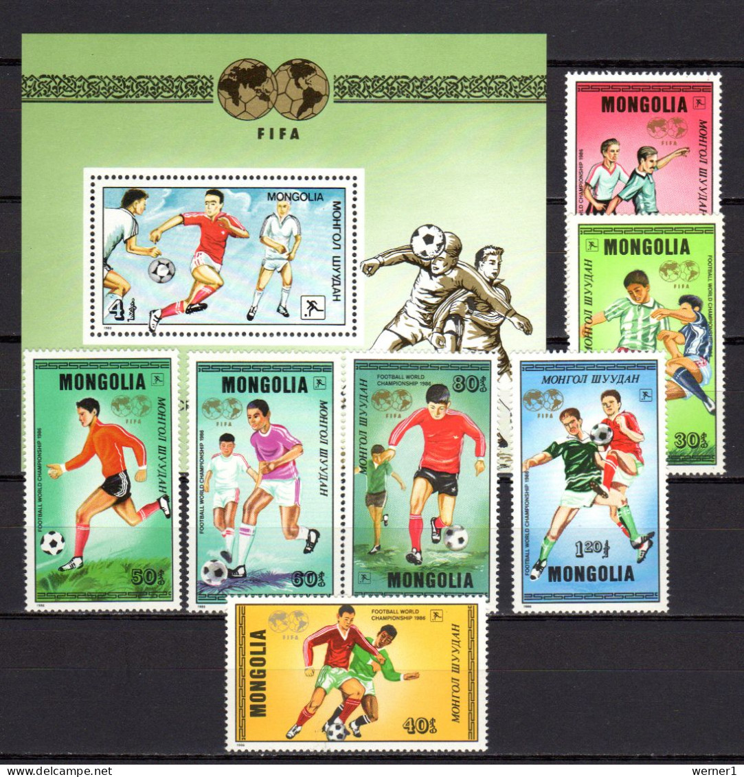 Mongolia 1986 Football Soccer World Cup Set Of 7 + S/s MNH - 1986 – Mexico