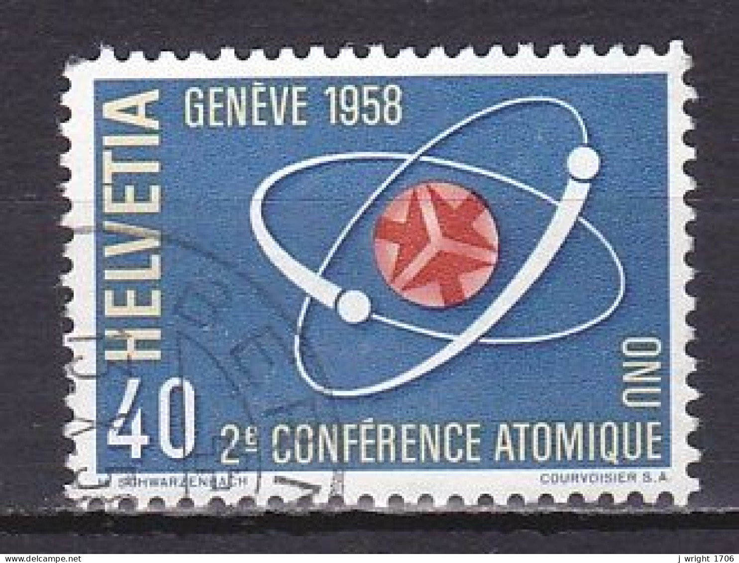 Switzerland, 1958, UN Atomic Conf, 40c, USED - Gebraucht