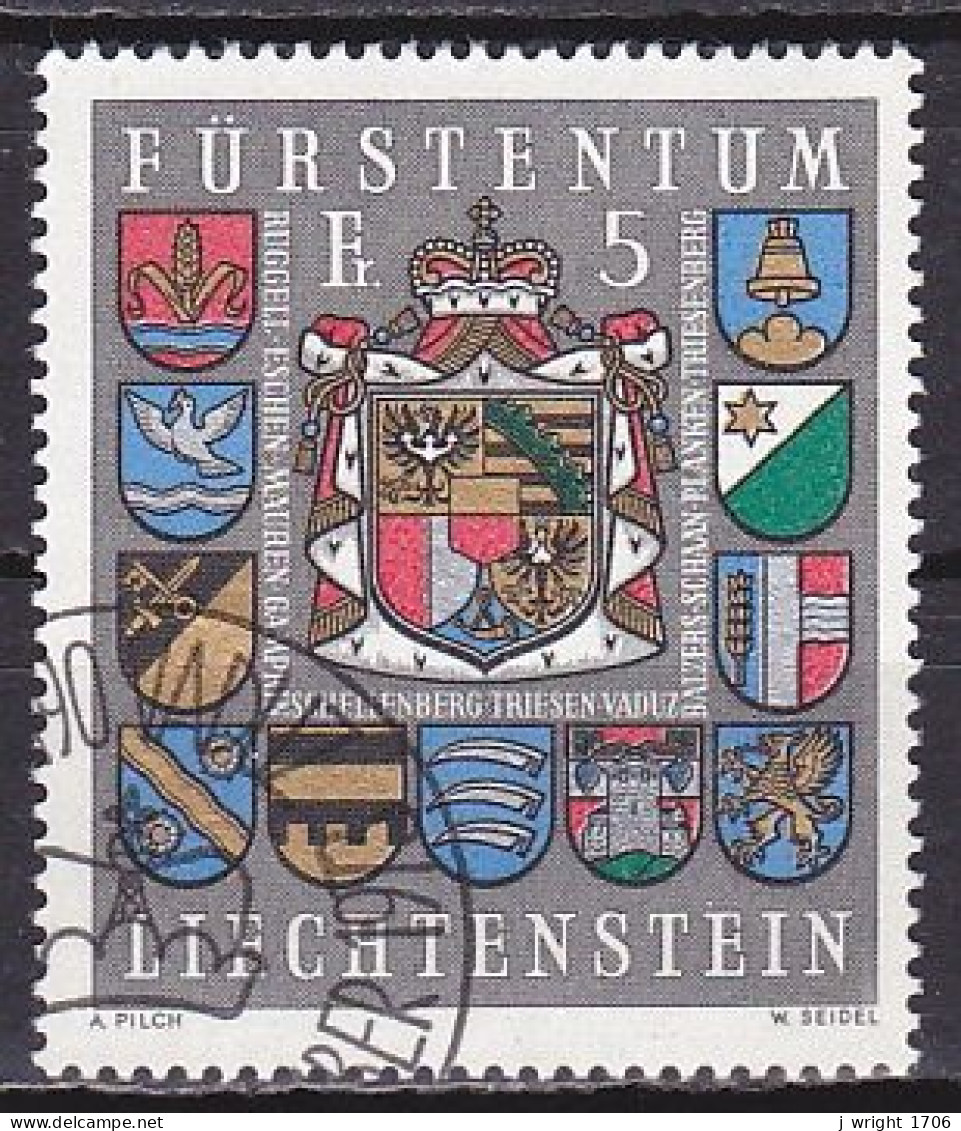 Liechtenstein, 1973, Coat Of Arms, 5Fr, CTO - Oblitérés