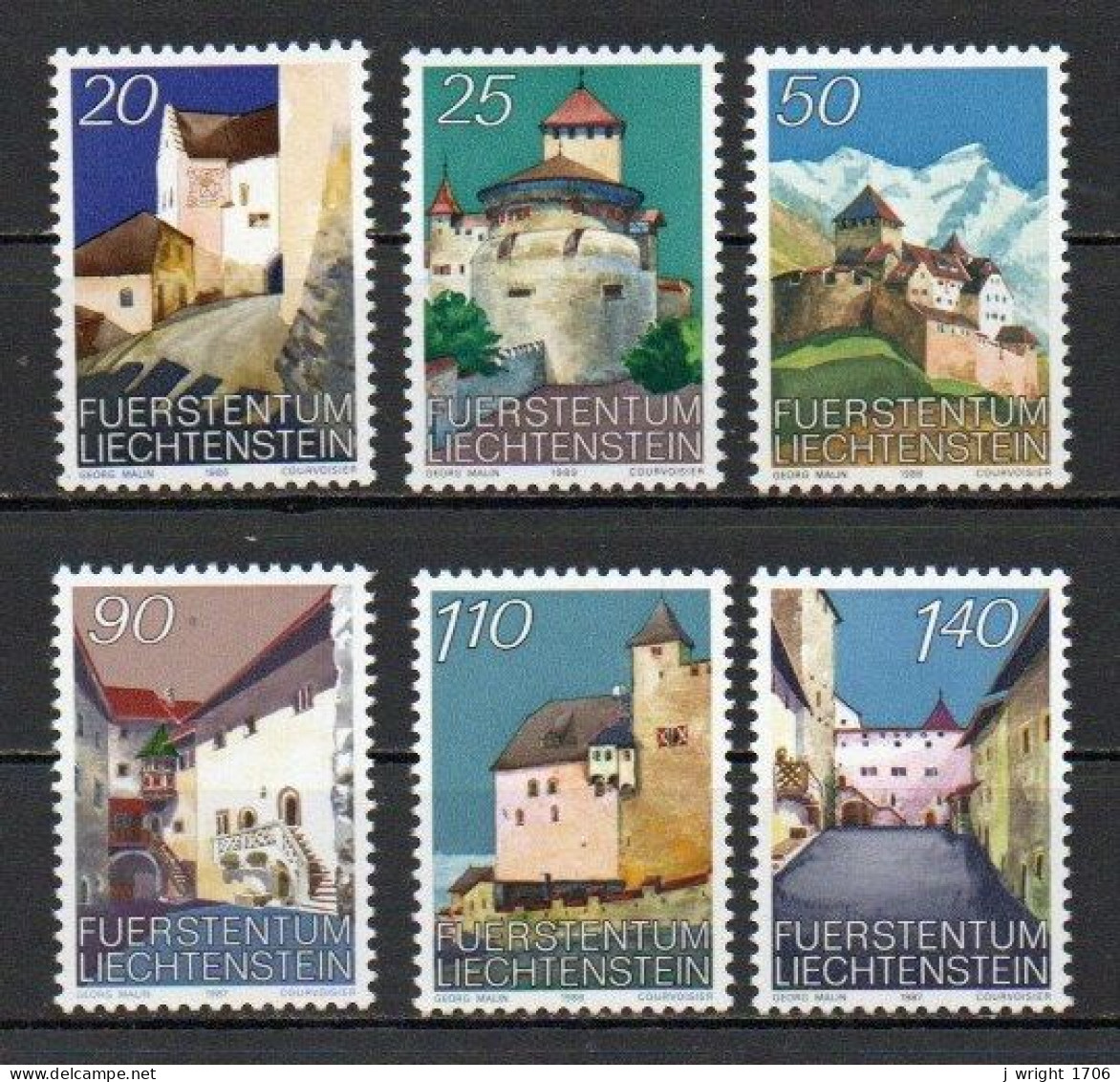 Liechtenstein, 1986-89, Vuduz Castle, Set, MNH - Ungebraucht